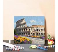 Dipingere Con I Numeri Adulti Roma Quadri da Dipingere Numerati Flower Kit Fai Da Te Retro Hobby Creativi Adulti, Paint by Numbers con Accessori per Decora la Casa Regalo 80x80cm Senza Cornice Z-48TW