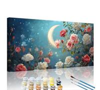 Dipingere con i Numeri Adulti Rosa Dipingere con i Numeri Luna Paint by Numbers Kit con Tela Acrilica Vernici e 3 Pennelli, Cornice in legno, Donna Hobby Creativi Regalo, Decor Casa 80x160cm XY#39