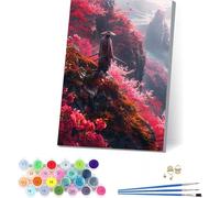 Dipingere con i Numeri Adulti Samurai, Paint by Numbers Montagna, DIY Quadri da Dipingere numerati con Vernici e Pennelli, Hobby Creativi Adulti, Number Artist, Decorazione Casa Regalo 50x65cm S-2018