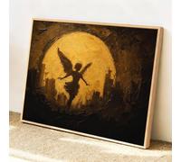 Dipingere con i Numeri Adulti senza Telaio, Angelo Luna, Regalo Bambina 7 Anni, Fai da Te Hobby Creativi Adulti Kit con Vernici e Pennelli, Halloween Natalizie Decorazioni Casa Dipinti 50x35cm F-z-345