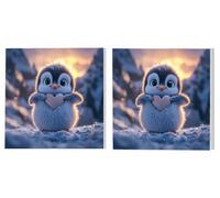 Dipingere con i Numeri Adulti Set di 2 pezzi, Animali Pinguini, DIY Dipingere Numerati Kit, Acrilico Pittura Pigmento e Pennelli, Come Regalo e Camera da Letto Decorazione da Parete, 40x40cm L6DY-155