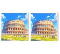 Dipingere con i Numeri Adulti Set di 2 pezzi, Architettura Colosseo, DIY Dipingere Numerati Kit, Acrilico Pittura Pigmento e Pennelli, Come Regalo e Decorazione da Parete, 70x70cm L6DY-381