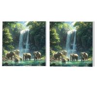 Dipingere con i Numeri Adulti Set di 2 pezzi, Cascata Elefante, DIY Dipingere Numerati Kit, Acrilico Pittura Pigmento e Pennelli, Come Regalo e Camera da Letto Decorazione da Parete, 80x80cm L6DY-127