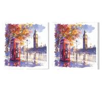 Dipingere con i Numeri Adulti Set di 2 pezzi, Cassetta Telefonica Big Ben, DIY Dipingere Numerati Kit, Acrilico Pittura Pigmento e Pennelli, Come Regalo e Decorazione da Parete, 80x80cm L6DY-115