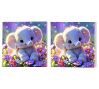 Dipingere con i Numeri Adulti Set di 2 pezzi, Fiori Elefante, DIY Dipingere Numerati Kit, Acrilico Pittura Pigmento e Pennelli, Come Regalo e Camera da Letto Decorazione da Parete, 100x100cm L6DY-308