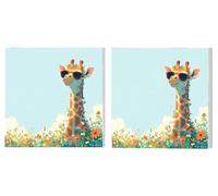 Dipingere con i Numeri Adulti Set di 2 pezzi, Fiori Giraffe, DIY Dipingere Numerati Kit, Acrilico Pittura Pigmento e Pennelli, Come Regalo e Camera da Letto Decorazione da Parete, 40x40cm L6DY-325