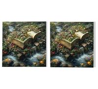 Dipingere con i Numeri Adulti Set di 2 pezzi, Fiori Libri, DIY Dipingere Numerati Kit, Acrilico Pittura Pigmento e Pennelli, Come Regalo e Camera da Letto Decorazione da Parete, 30x30cm L6DY-322