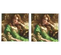 Dipingere con i Numeri Adulti Set di 2 pezzi, Vestito Verde Della Bellezza, DIY Dipingere Numerati Kit, Acrilico Pittura Pigmento e Pennelli, Come Regalo e Decorazione da Parete, 90x90cm L6DY-531