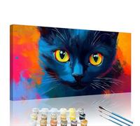 Dipingere con i Numeri Adulti Sogno Dipingere con i Numeri Gatto Paint by Numbers Kit con Tela Acrilica Vernici e 3 Pennelli, Cornice in legno, Donna Hobby Creativi Regalo, Decor Casa 45x90cm XY#185