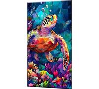 Dipingere con i Numeri Adulti Sogno DIY Paint by Numbers Tartarughe marine Quadri da Dipingere Numerati con 3 Pennelli e Colori Acrilici, Hobby Creativi Adulti, Decorazioni Casa, 20x40cm w0-1272