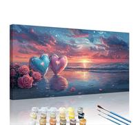 Dipingere con i Numeri Adulti Spiaggia Dipingere con i Numeri Come Paint by Numbers Kit con Tela Acrilica e 3 Pennelli, Cornice in legno, Donna Hobby Creativi Regalo, Decor Casa 100x200cm XY#71