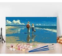 Dipingere Con I Numeri Adulti Spiaggia Dipingere Con I Numeri Sea Pittura Con I Numeri, Fai Da Te Kit Pittura Adulti Couleur Tela Paintings Retrò Kits per Decora la Casa Senza Cornice 70x140cm A-6K78