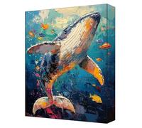 Dipingere Con i Numeri Adulti Spiaggia Paint by Numbers Adulti Kits, DIY Dipingere con i Numeri Bambini balena, 90x120cm Senza Cornice Kit per Pittura per Principianti, Decorazione della casa G-216