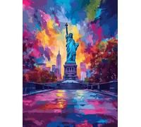 Dipingere Con I Numeri Adulti Statue de la liberté Paint by Numbers Ville Pittura Con I Numeri, Fai Da Te Kit Pittura Adulti Couleur Paintings Kits per Decora la Casa, Senza Cornice 80x120cm 3-TC39