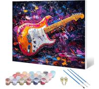 Dipingere con i Numeri Adulti Strumenti Musicali Paint by Numbers Sogno Colorare con i Numeri Hobby Creativi Adulti Principianti con Pennelli Colori Acrilici, Decorazioni Casa 40 x 30 cm -hjw250105F