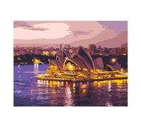 Dipingere Con i Numeri Adulti,Teatro dell'opera di Sydney Painting by Numbers Kit,DIY Olio su Tela per Adulti Con i Numeri con Pennelli e Acrilici Decor della Parete di Casa Regali con Cornice,30x40cm