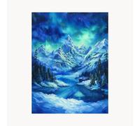 Dipingere con i Numeri Adulti, Tele per Dipingere con i Numeri Aurora, Kit Pittura Bambini Paint by Numbers Montagna di neve con Colori Acrilici Brush Pen e Tele Pittura 50 x 70 cm, Regalo FYH-2407