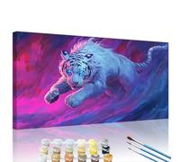 Dipingere con i Numeri Adulti Tigre Dipingere con i Numeri Sogno Paint by Numbers Kit con Tela Acrilica Vernici e 3 Pennelli, Cornice in legno, Donna Hobby Creativi Regalo, Decor Casa 100x200cm XY#142