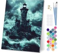 Dipingere con i Numeri Adulti Torre Dell'Acqua, Dipingere con i Numeri Oceano, Fai da te Paint by Numbers Kits con Pennelli e Pigmento Acrilico, Hobby Creativi Adulti, Decorazioni Casa 50x65cm 1-7543