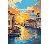Dipingere con i Numeri Adulti Tramonto Dipingere con i Numeri, Città Paint by Numbers Kit con Pigmento Acrilico e Pennelli, Paint by Numbers Hobby Creativi Adulti per Decora la casa 60x80cm, Model 637