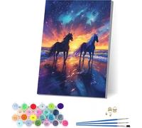 Dipingere con i Numeri Adulti Tramonto, DIY Paint by Numbers Cavallo, Dipingere con i Numeri con Vernici e Pennelli, Hobby Creativi Adulti, Number Artist, Decorazione Casa Regalo 100x130cm S-9438