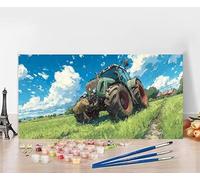 Dipingere Con I Numeri Adulti Trattore Dipingere Con I Numeri Erba Pittura Con I Numeri, Fai Da Te Kit Pittura Adulti Couleur Tela Paintings Retrò Kits per Decora la Casa Senza Cornice 30X60cm L-T323