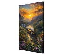 Dipingere con i Numeri Adulti Treno, Fai Da Te Paint by Numbers Paesaggio Quadri da Dipingere Numerati con Telaio Pennelli e Acrilici, Hobby Creativi Adulti, Decorazioni Casa Regalo 40x80 cm, d202k