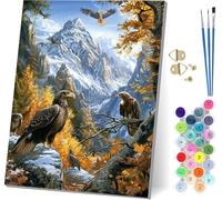 Dipingere con i Numeri Adulti Uccelli, Dipingere con i Numeri Montagna, Paint by Numbers Kits con 3 Pennelli e Pigmento Acrilico, Fai-da-Te Hobby Creativi Adulti, per Decorazioni Casa 80x110cm 1-6702