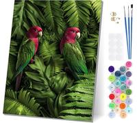 Dipingere con i Numeri Adulti Uccelli, Dipingere con i Numeri Pianta, Fai da te Paint by Numbers Kits con 3 Pennelli e Pigmento Acrilico, Hobby Creativi Adulti, Decorazioni Casa Regalo 30x40cm W-9272