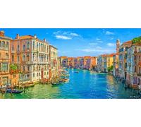 Dipingere con i Numeri Adulti Venezia Dipingere con i Numeri Paesaggio con 3 Pennelli + Acrilici + Immagine di Riferimento + Tela Prestampata,Paint by Numbers per Home Decor Regalo,90x150cm-fu24u