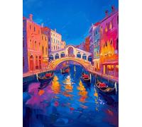 Dipingere con i Numeri Adulti Venezia, Kit di Pittura a Olio su Tela Fai-da-Te con Pennelli Pittura a Pigmento Acrilico, Paint by Numbers Città dell'acqua Dipingere con i Numeri Bambini 40x50cm O-6594