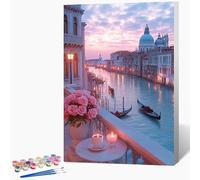 Dipingere Con I Numeri Adulti Venezia Paint by Numbers Barca Pittura Con I Numeri, Fai Da Te Kit Pittura Adulti Couleur Oil Paintings Kits Con Pennelli per Decora la Casa Senza Cornice 30x40cm 5-0221