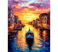 Dipingere con i Numeri Adulti Venezia Paint by Numbers con Vernici e Pennelli, Dipingere con i Numeri Barca, Kit di Pittura Acrilica Fai-da-Te per Bambini Principianti, Decorazioni Casa 100x135cm 6-41