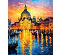 Dipingere con i Numeri Adulti Venezia Paint by Numbers con Vernici e Pennelli, Dipingere con i Numeri Città Dell'acqua, Kit di Pittura Acrilica Fai-da-Te per Principianti, Decora la casa 60x80cm M-73
