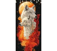 Dipingere con i Numeri Adulti Volpi Quadri da Dipingere Numerati Luna DIY Colorare con i Numeri, Kit Pittura Bambini con Colori Acrilici e Pennelli, Decorazioni Natalizie per Casa 100X200cm W6-498