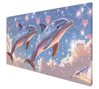 Dipingere con i Numeri Adulti XXL 120x50cm Paint by Numbers Delfino Kit Pittura Adulti Dipingere con i Numeri Bambini Animali Painting by Numbers Kit per Acrilico Olio per Regalo Donna Decor I-22