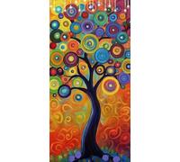Dipingere con i Numeri Albero Colorare con i Numeri Adulti Divertente DIY Painting by Numbers per Bambini e Principianti con Colori Acrilici e Pennelli, Halloween Decorazioni Regalo 70X90cm P0-64