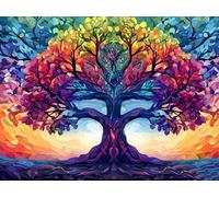 Dipingere con i Numeri Albero della vita Quadri da Dipingere Numerati, Paint by Numbers Adulti, Colorare con i Numeri Kit Pittura Bambini con Pennelli Pigmento Acrilico Disegno Pittura 50x40cm s-10912