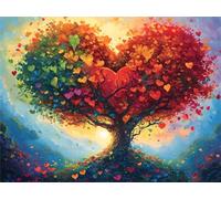 Dipingere con i Numeri Albero dell'amore Quadri da Dipingere Numerati, Paint by Numbers Adulti, Colorare con i Numeri Kit Pittura Bambini con Pennelli Pigmento Acrilico Disegno Pittura 20x30cm s-67