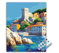 Dipingere con i Numeri Architettura, Paint by Numbers Paesaggio, Kit Dipingere con i Numeri con Pennelli e Acrilici, Hobby Creativi Adulti Regalo Donna Decorazioni Casa 40x50cm Senza Cornice IO-741