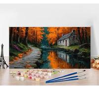 Dipingere Con i Numeri Bambini Albero Quadri Da Dipingere Numerati Fiume Painting by Numbers DIY Hobby Creativi Adulti Tela Oil Painting Retrò Arte, Regali per le Donne Senza Cornice 30X60cm 3-RQ96