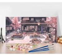 Dipingere Con i Numeri Bambini Architettura Quadri Da Dipingere Numerati Flower Painting by Numbers DIY Hobby Creativi Adulti Painting Retrò Arte, Regali per le Donne Senza Cornice 80x160cm H-H913