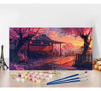 Dipingere Con i Numeri Bambini Architettura Quadri Da Dipingere Numerati Flower Painting by Numbers DIY Hobby Creativi Adulti Painting Retrò Arte, Regali per le Donne Senza Cornice 50x100cm Z-B393