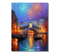 Dipingere con i Numeri Bambini Astratto Città Dell'Acqua Kit fai da Te 36 Acrilici e Pennelli Principianti Dipingere con i Numeri con Telaio Creativi Adulti, Decora la casa Regalo 100x135cm ZBSDK250