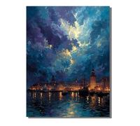 Dipingere con i Numeri Bambini Astratto Venezia Kit fai da Te Acrilici e Pennelli per Principianti Dipingere con i Numeri con Telaio, Hobby Creativi Adulti, Decora la casa Regalo 80x110 cm KSWDK444