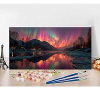 Dipingere Con i Numeri Bambini Aurora Quadri Da Dipingere Numerati Nevicare Painting by Numbers DIY Hobby Creativi Adulti Tela Painting Retrò Arte, Regali per le Donne Senza Cornice 50x100cm 2-Z028