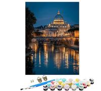 Dipingere con i Numeri Bambini Basilica Di San Pietro Paesaggio Kit fai da Te Acrilici e Pennelli Principianti Dipingere con i Numeri con Telaio Hobby Creativi Adulti, Decora la casa 50x70 cm BJHDK348