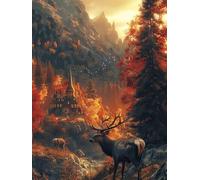 Dipingere Con i Numeri Bambini Cerf Quadri Da Dipingere Numerati Animal Painting by Numbers Easy DIY Hobby Creativi Adulti per Principianti, Regali per le Donne Decora, Senza Cornice 70x100cm 7-N351