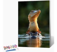 Dipingere Con i Numeri Bambini Coccodrillo Quadri Da Dipingere Numerati Animale Painting by Numbers DIY Hobby Creativi Adulti per Principianti Art Kits per Decora Senza Cornice 40x60cm S-QG46