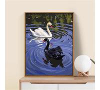 Dipingere con i Numeri Bambini con Telaio Cigno, DIY Hobby Creativi per Bambini Principianti, Kit Colorare con i Numeri Paesaggio Pittura su Tela con Pennelli, Regalo Ragazza Ragazzo 45x60cm, *395